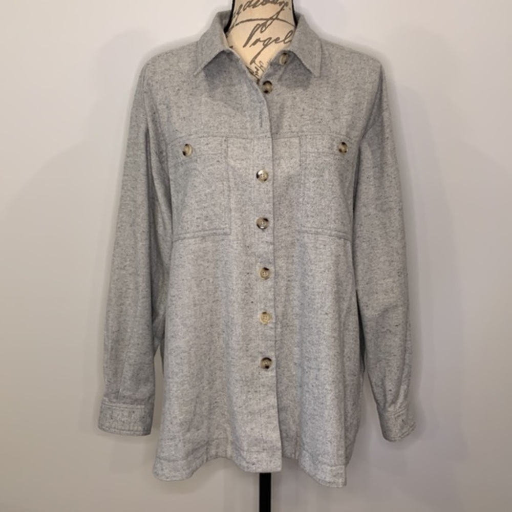 FRNCH Paris Daniela brushed linen cotton blend shirt jacket shacket L